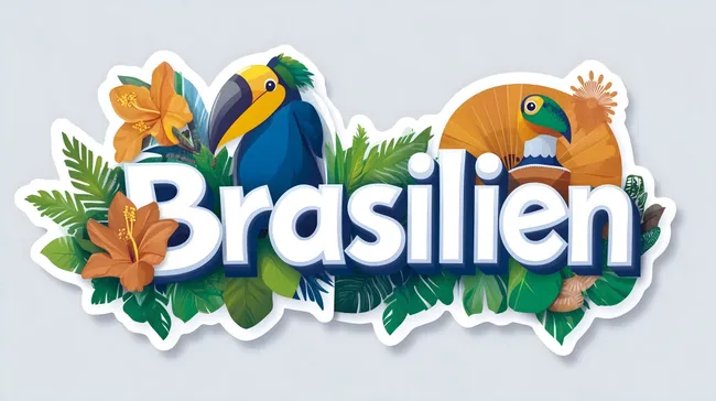 Tropische Landschaft mit Vögeln und Blumen