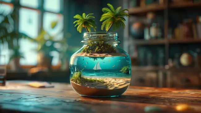 Tropische Urlaubsstimmung im Glasgefäß