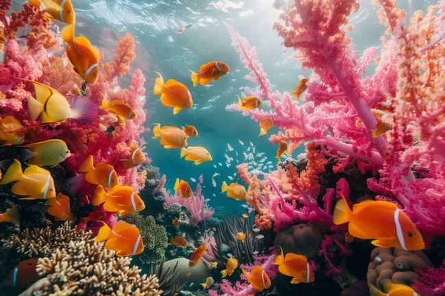 Tropisches Korallenriff mit bunten Fischen