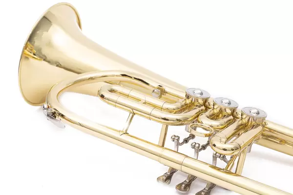 Trumpet closeup images above white background