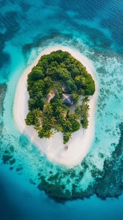 Türkisblaue Lagune einer einsamen Tropeninsel