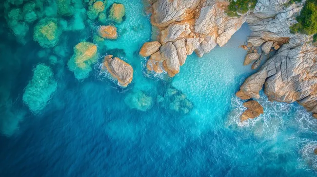 Türkisblaues Meer mit felsiger Küste