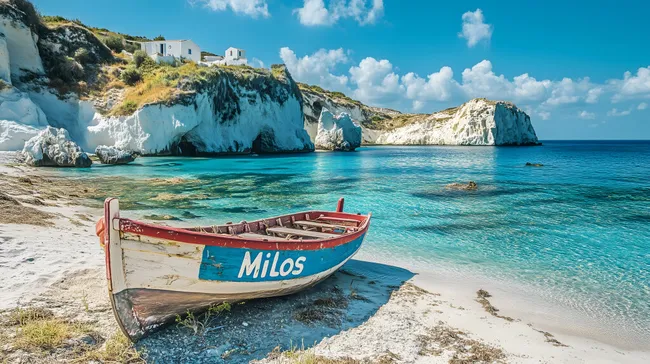 Türkisfarbenes Wasser der Insel Milos, Griechenland