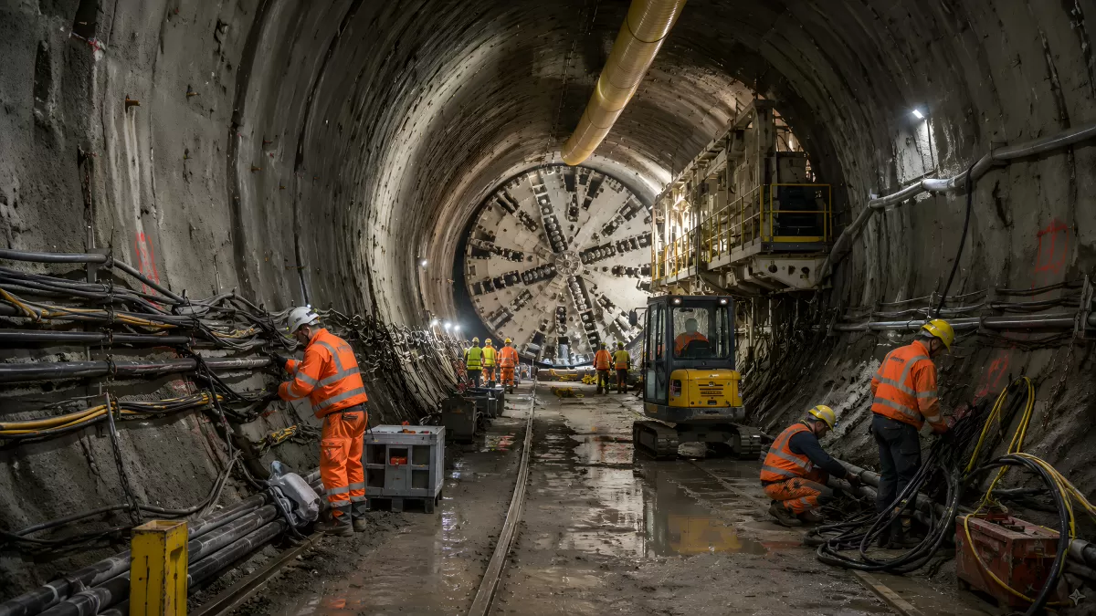 Tunnelbohrmaschine im Einsatz bei Untertagebau