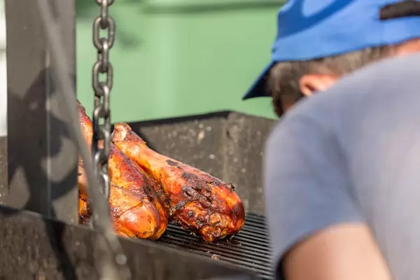 Turkey legs on a barbecue
