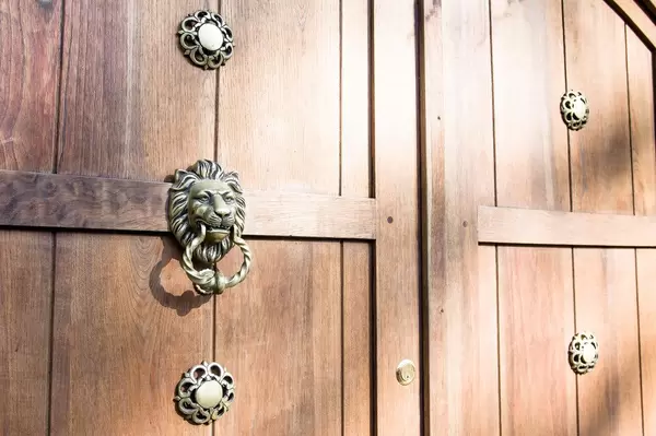 Türklopfer in Form eines Löwenkopfs