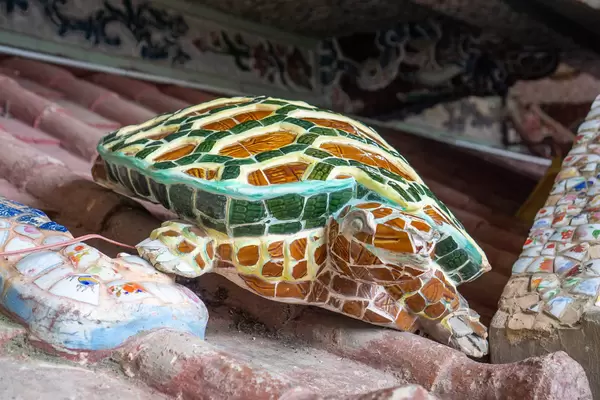 Turtle made of Cobblestone Mosaic at a Pagoda in Vietnam