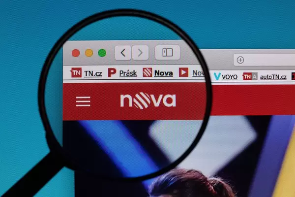 TV Nova logo under magnifying glass