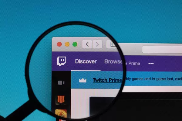 Twich logo under magnifying glass