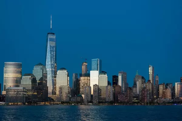 Twilight Night Photo of New York Skyline with One World Trade Center