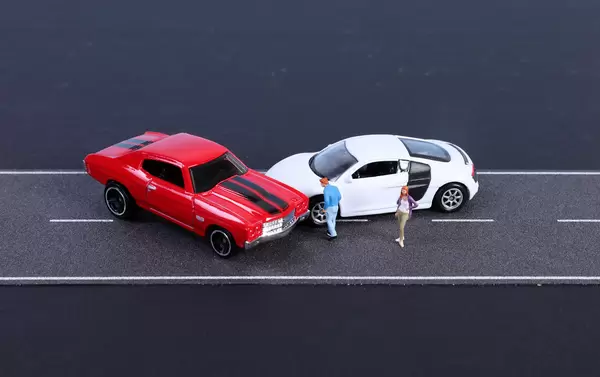 Two cars crashed on the road