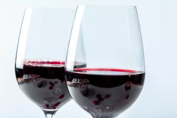 Two glasses of red wine close-up