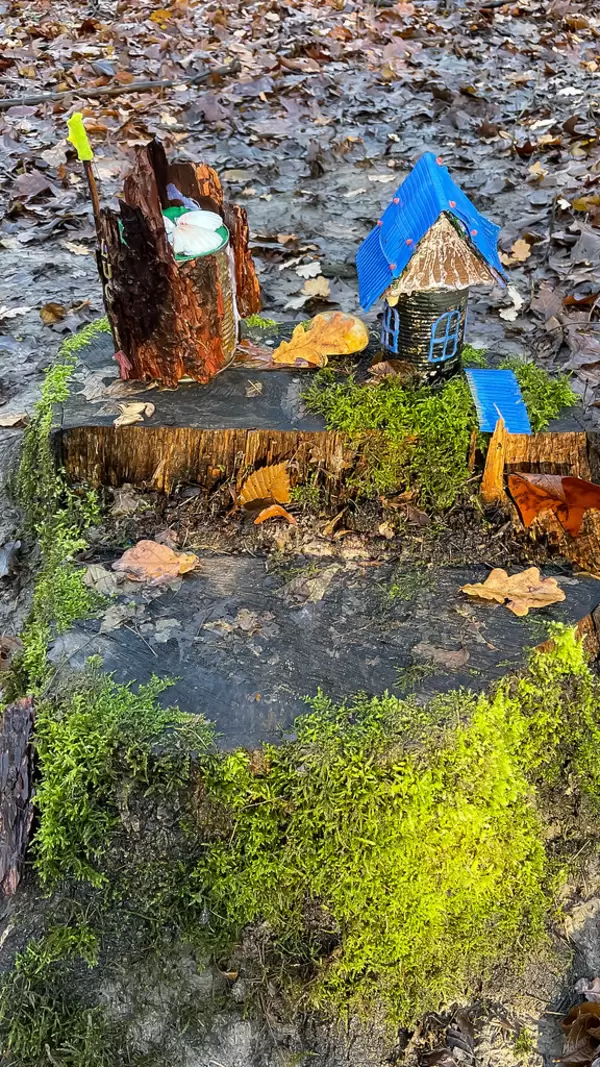 Two metal containers transformed into a toy house and a castle. Creativity outdoors in Cologne