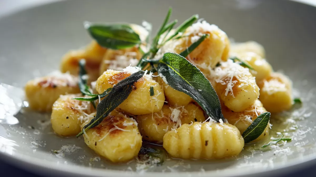 Typisch italienische Gnocchi mit Salbei und Parmesan