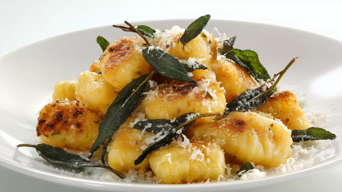 Typisch italienische Gnocchi mit Salbeibutter und Parmesan