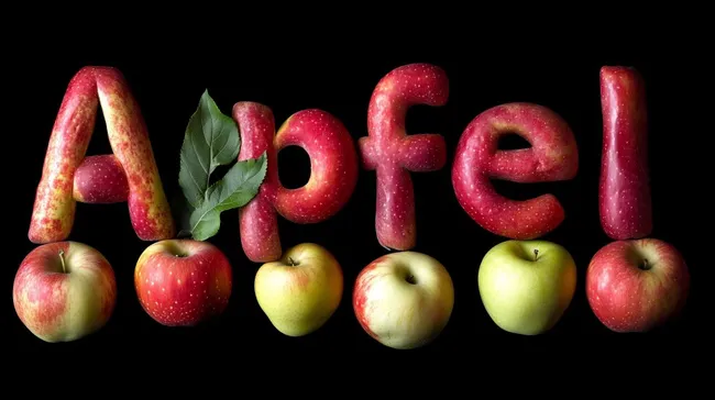 Typografisches Design aus frischen Äpfeln