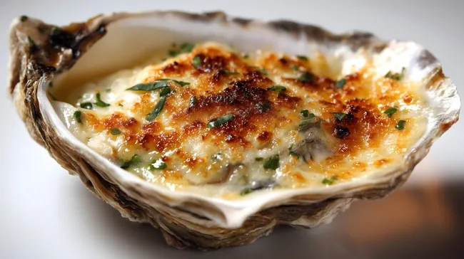 Überbackene Auster mit Käse und Kräutern - Köstlicher Meeresfrüchte-Genuss