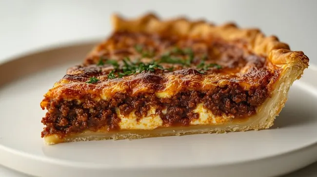 Überbackene Bolognese-Quiche mit Käse