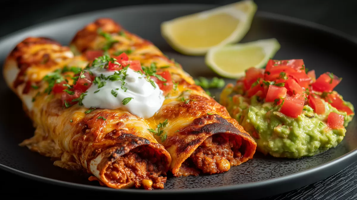 Überbackene Enchiladas mit Avocado Dip und Limette