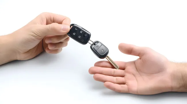 Übergabe von Autoschlüsseln zwischen Händen