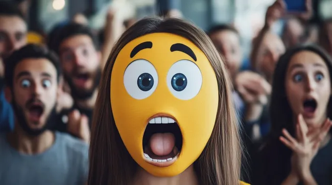 Überraschter Gesichtsausdruck in Menschenmenge