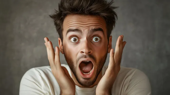 Überraschter Mann mit offenem Mund - Erschrockener Ausdruck