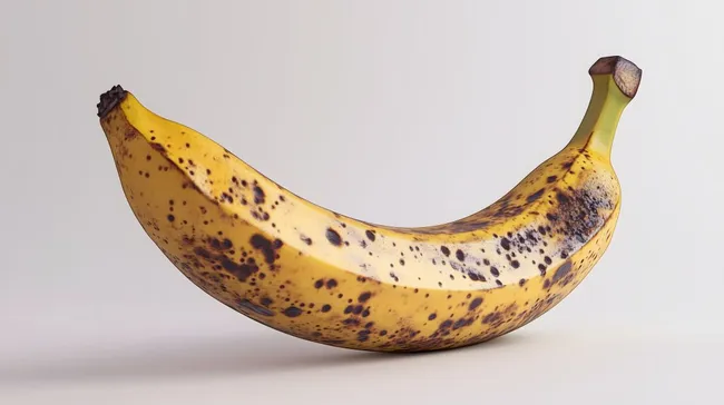 Überreife gelbe Banane mit Flecken