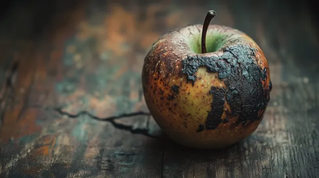 Überreifter Apfel mit Fäulnis und Schimmel