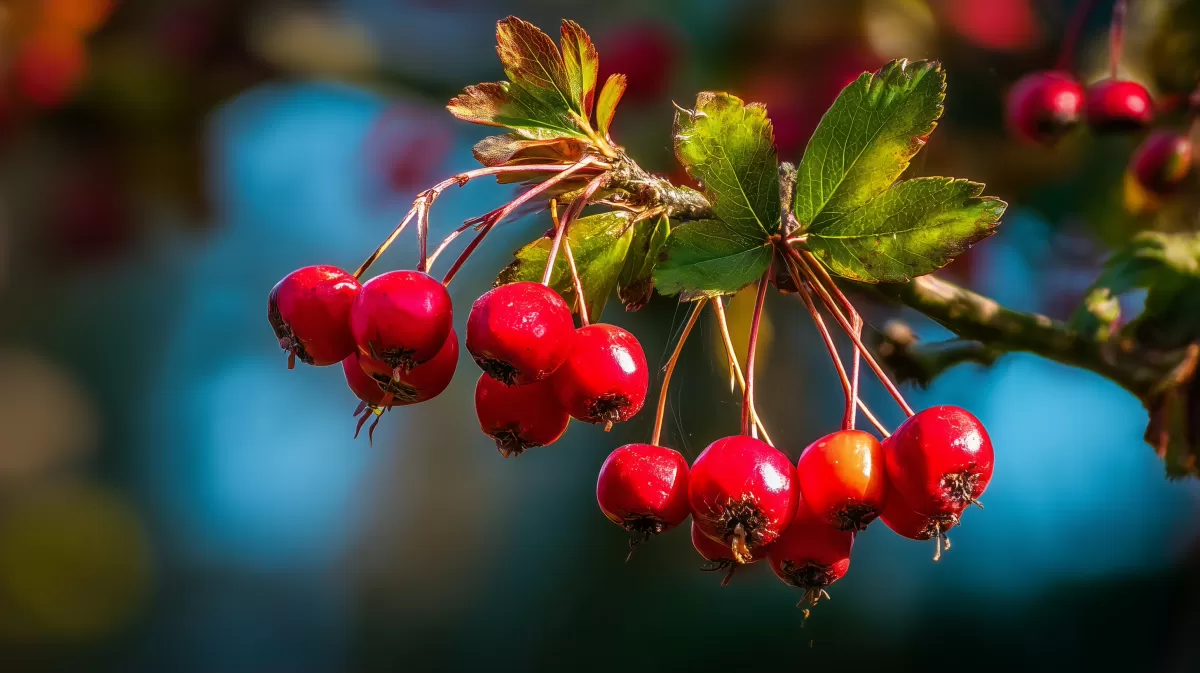 Üppige rote Beeren an herbstlichen Zweigen