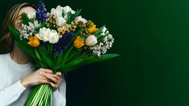 Üppiger Frühlingsstrauß mit Tulpen und Hyazinthen