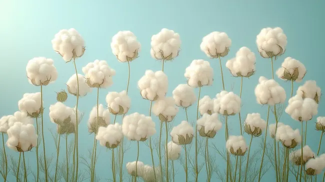 Üppiges Baumwollblütenfeld vor Himmelshintergrund