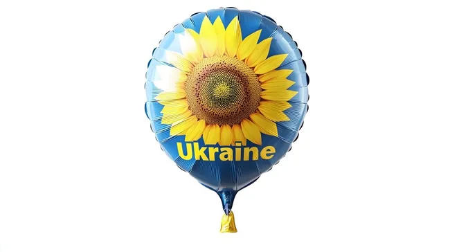 Ukrainischer Sonnenblumenballon in Blau und Gelb