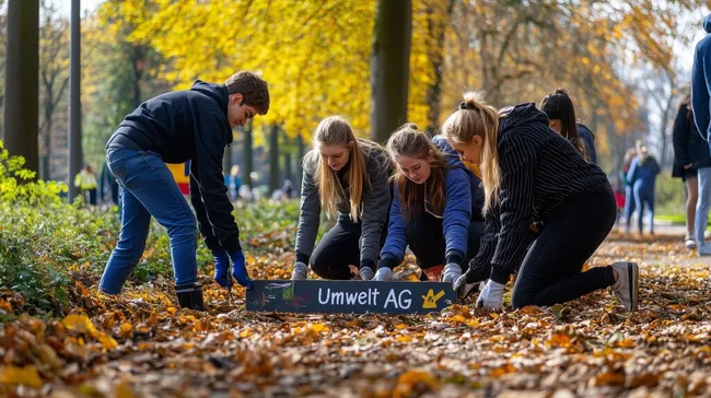 Umweltaktivisten beim Aufräumen im Stadtpark