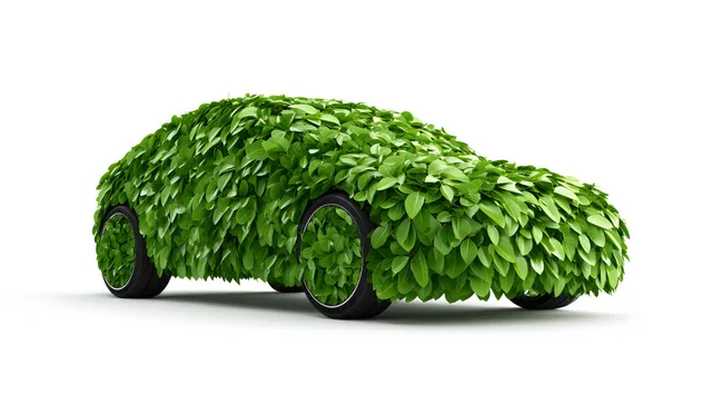 Umweltfreundliches Auto aus frischen Blättern