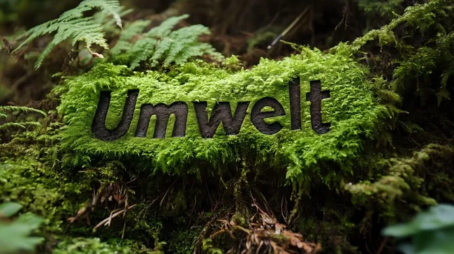 Umweltschützendes Symbol auf moosiger Waldbodenstruktur