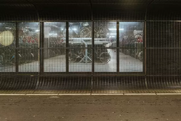 Underground bicycle parking at the main train station in the city of Amsterdam