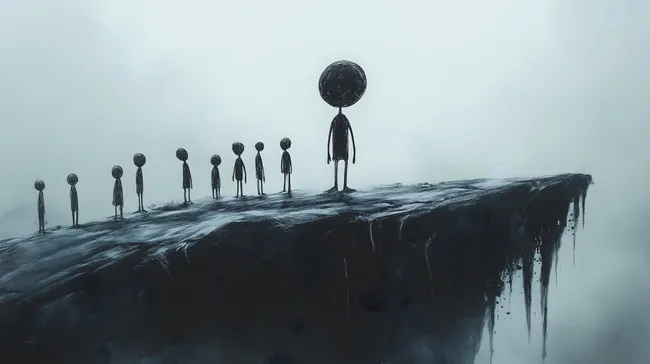 Unheimliche Silhouetten auf dunkler Klippe