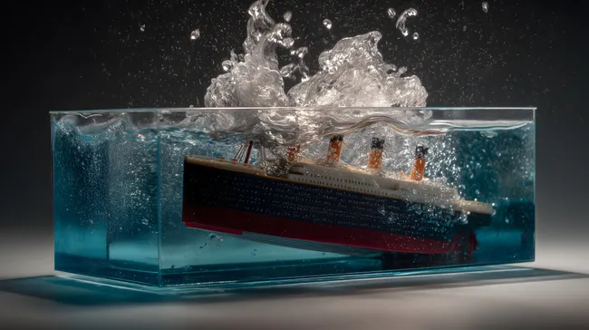 Untergang der Titanic-Modelldarstellung in Glasbox
