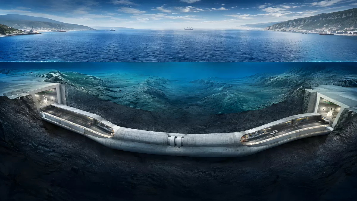 Untersee-Tunnel ähnlich Fehmarnbelt im Querschnitt