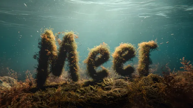 Unterwasserlandschaft aus Algen und Korallen