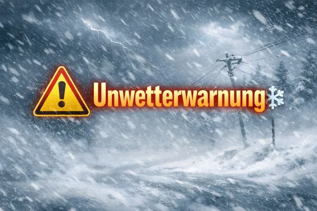 Unwetterwarnung bei Schneefall und Sturm