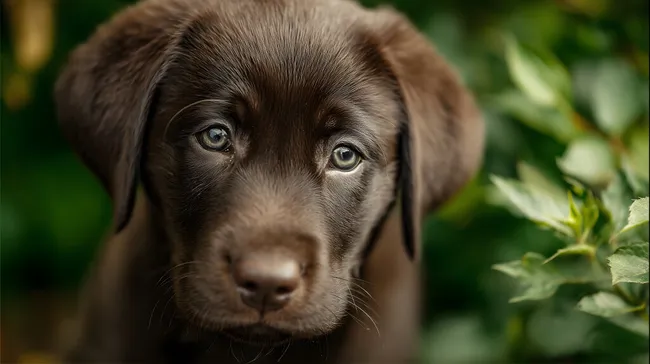 Unwiderstehlicher Blick des jungen Labrador-Welpen