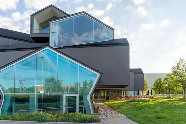 Up close of the main modern Vitra museum building