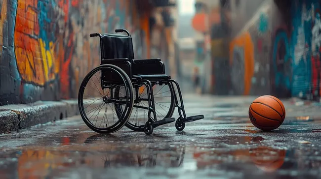 Urbaner Rollstuhl und Basketball - Inklusion und Barrierefreiheit