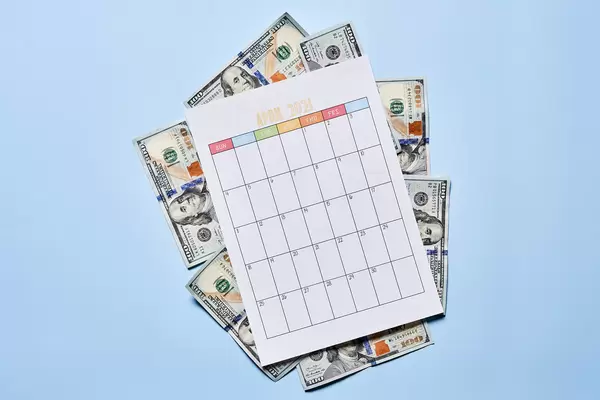 US dollars and April 2021 calendar