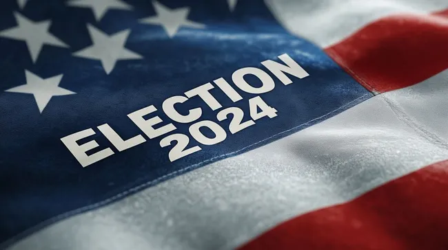 US-Flagge mit Präsidentschaftswahl 2024 Aufdruck