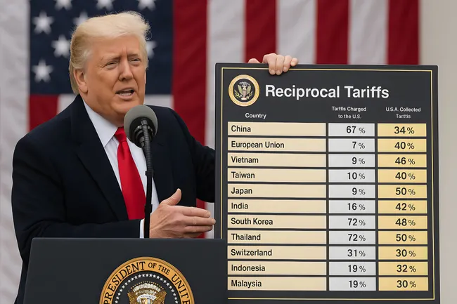 US-Präsident erläutert Reziproke Handelsleistungen in Tabelle