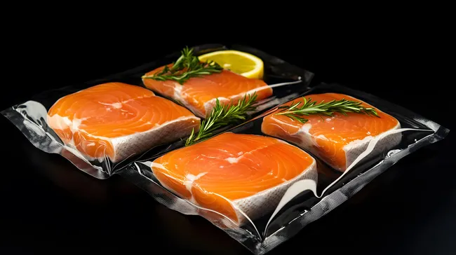 Vakuumverpackter Lachs mit Zitrone und Rosmarin