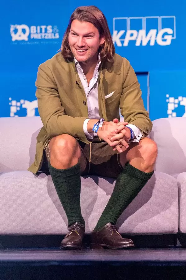 Valentin Stalf, CEO of N26, in traditional Lederhosen at Bits&Pretzels