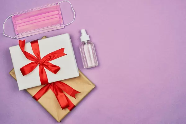 Valentine gifts with medical face mask and hand sanitizer